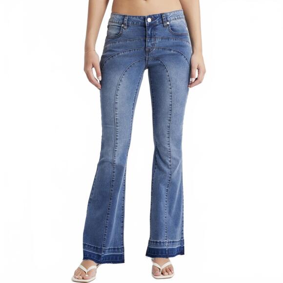 PTCL 70s Curved Seam Flare Jeans Blue Indigo NWT Size 27 - Picture 1 of 9